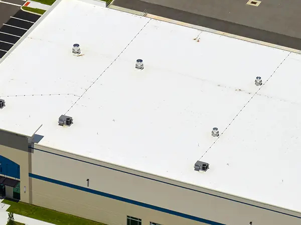 Flat, white commercial roof